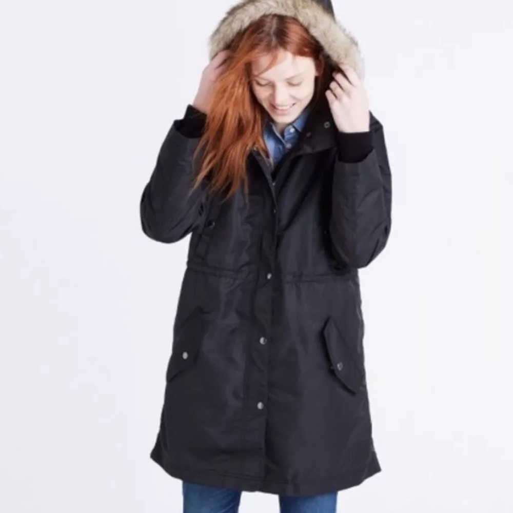 SEARCHING FOR-madewell black parka